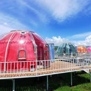 5.3+2.1 Meters Luxe Transparante koepeltent geodesische openluchtcamping koepeltent voor resort hotel, Camping, Openluchtactiviteiten