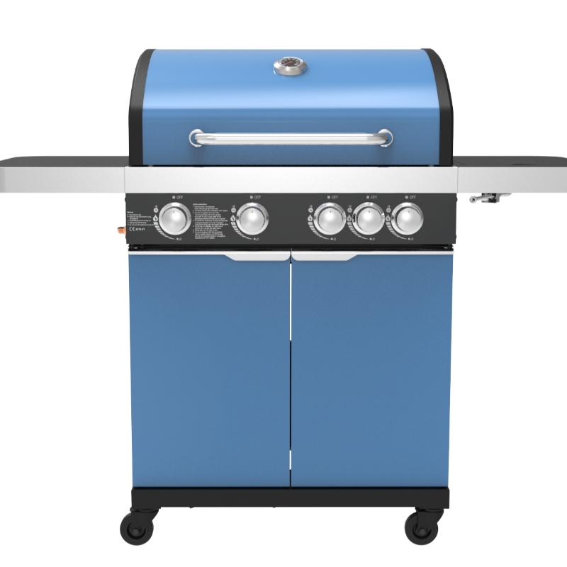 Hot koop Tuin Gas BBQ Grill OEM Gas en Houtskool BBQ Grill met Kabinetten Wielen Roestvrij staal Gas Barbecue Grill