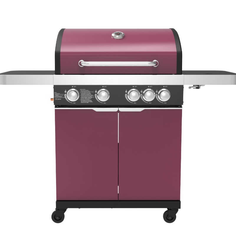 Hot koop Tuin Gas BBQ Grill OEM Gas en Houtskool BBQ Grill met Kabinetten Wielen Roestvrij staal Gas Barbecue Grill