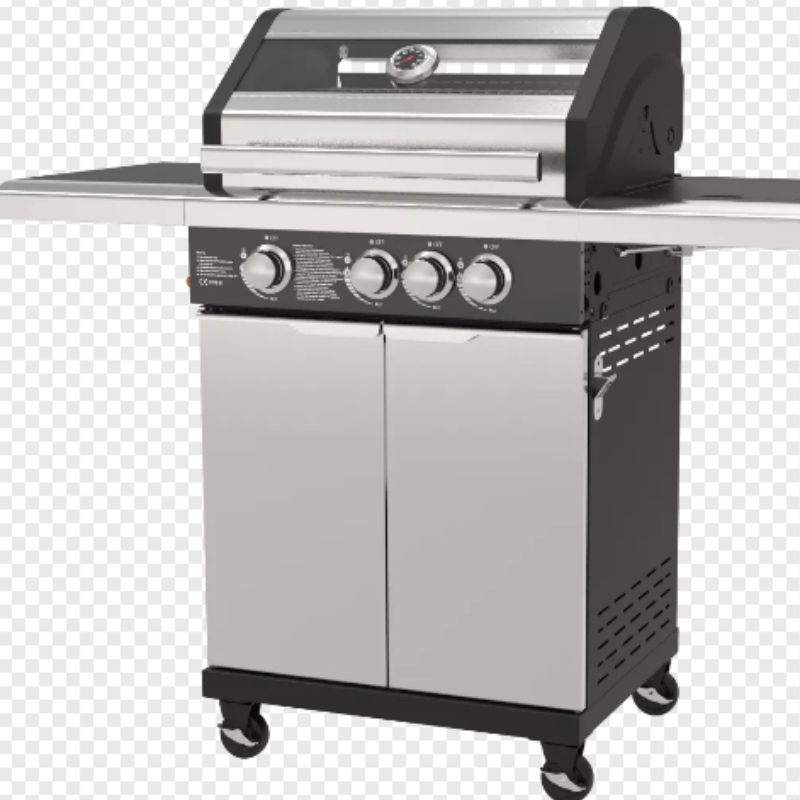 Luxe Outdoor Tuin Gas BBQ Grills Rookloze Barbecue Grill Home Party BBQ Grillwagen Met Kabinetten Wielen Roestvrij staal