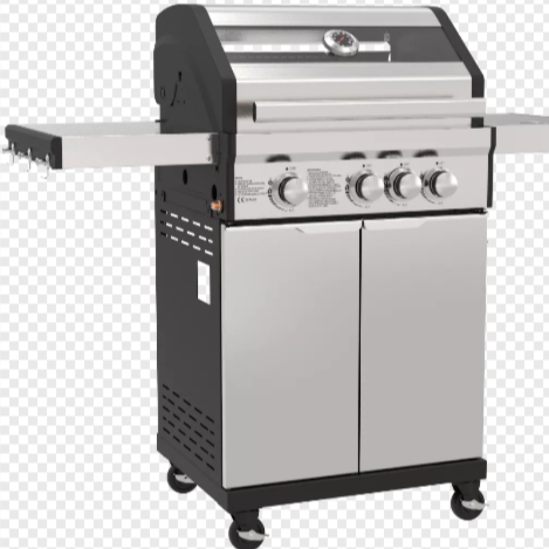 Luxe Outdoor Tuin Gas BBQ Grills Rookloze Barbecue Grill Home Party BBQ Grillwagen Met Kabinetten Wielen Roestvrij staal