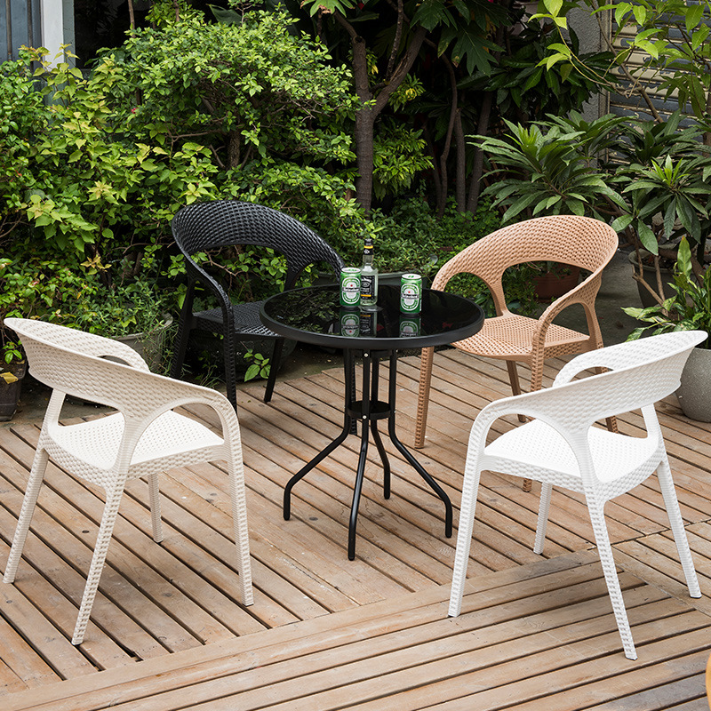 PP rotan stijl café stoelen tuinmeubilair tuin plastic hars stoel plastic tuinstoelen