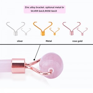 Custom Natural Rose Quartaz White Jade Eye Face Roller en Gua Sha Tools Set verpakking