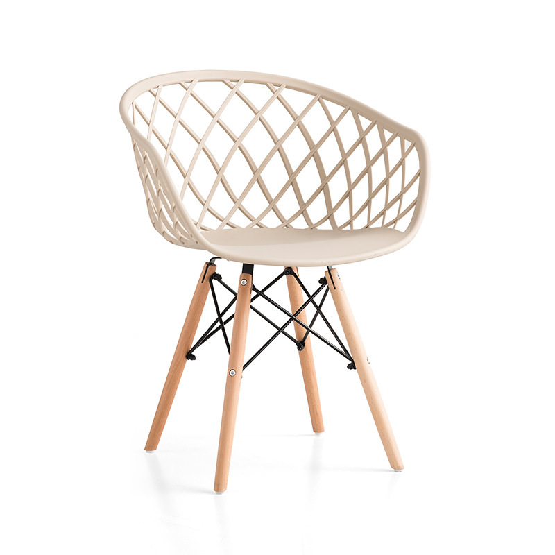 Hot Sale Nordic Design Style Restaurant Heavy Duty White Dining Plastic Chair met houten benen