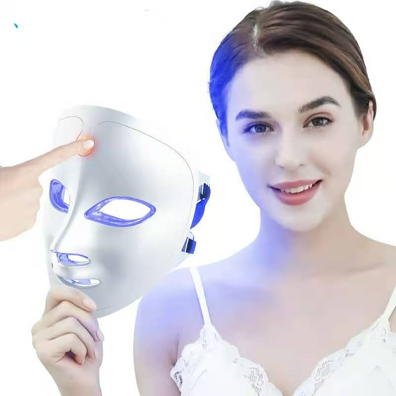 7 kleuren licht draagbaar gezicht led face masker lichttherapie voor thuisgebruik, LED -lichttherapie gezichtshuid masker - blauw&rood licht voor acne foton masker - Korea PDT -technologie voor acne -reductie