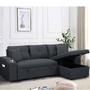 Stof rechts chaise sectionele bank woonkamer bank bed met poef