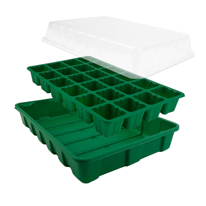 Plastic PS Mini Green House Seed Nursery Tray, Groothandel kiemplaat met koepel/Base