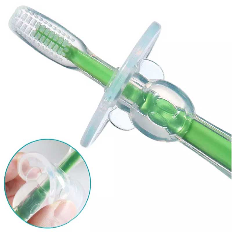 Mode siliconen rubberen titel baby training baby tandenborstel zachte siliconen baby tandenborstel