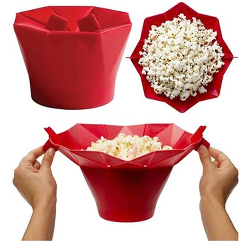 DIY Home Keukengereedschap Inklapbare Siliconen Popcorn Popper Bowl Food Grade Siliconen Eenvoudig te schone kom