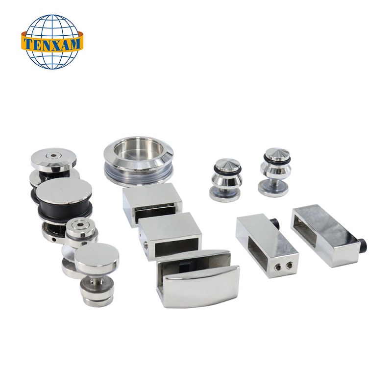 Roestvrijstalen glazen douche schuifdeur hardware -fittingen met badkamer schuifdeur schuifroller