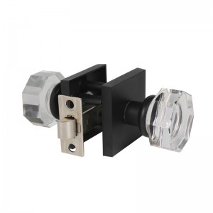 S2603 Clear Glass Crystal Door Knoppen Interieur, Octagon Shape Privacy Door Knoppen voor slaapkamer/bathroom, mat zwart