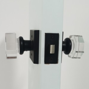 S2603 Clear Glass Crystal Door Knoppen Interieur, Octagon Shape Privacy Door Knoppen voor slaapkamer/bathroom, mat zwart