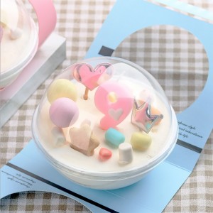Hot Sale Mousse Cake Ball Packaging Box, groothandel ronde gebakverpakkingscontainer met papieren mouw voor mousse cake