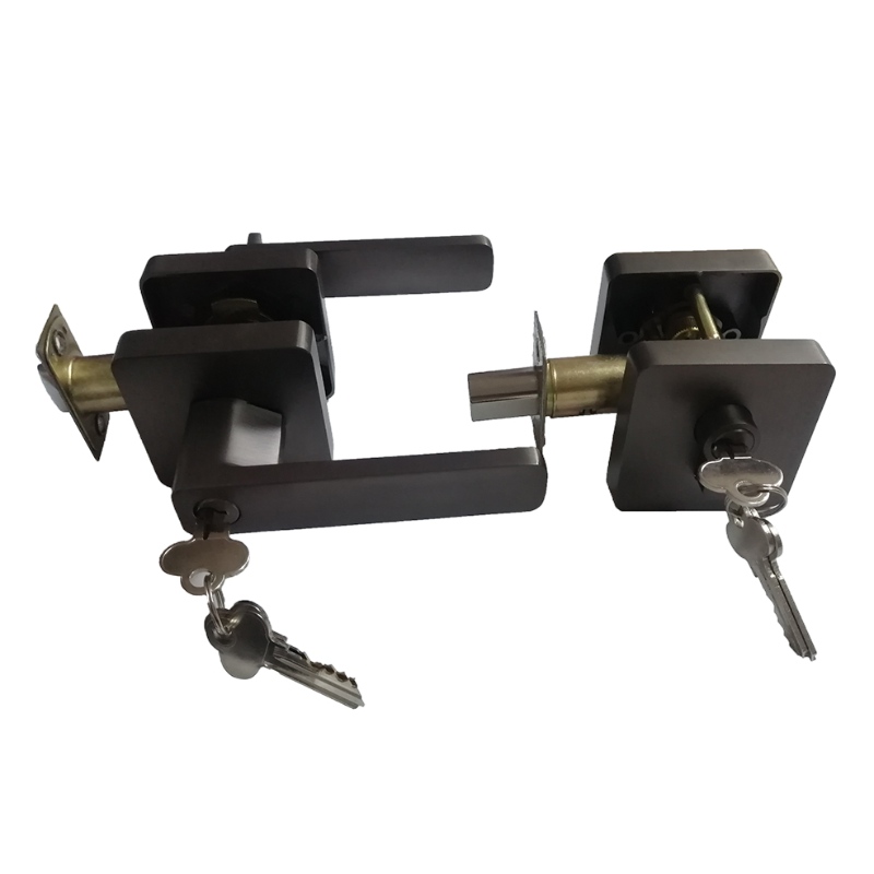 78001 vierkante ingangshendel met dubbele cilinder Deadbolt set ingedeeld Combo Lock (voor kantoor en voordeur), zware toegangsdeursloten, 1 pack