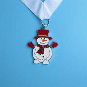 Gratis professioneel ontwerp kerstmetaal cadeau sneeuwman medaillon hanger sportmedaille