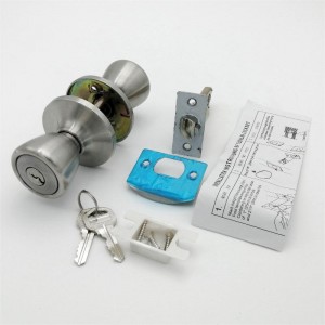 2506 Binnendeurknop in satijnen chroom deurknop met slot en sleutel ingedrukte ingangsdeur knop 1 pack