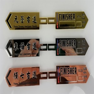 OneWay 3D Metal Gold Triathlon Finisher Marathon Running Sports Medals Custom Medal Trofeeën en medailles