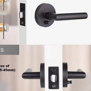 R7505 Doorgrepen Zwart, privacydeurhendel Interieur voor slaapkamer badkamer, eigentijds slank modern design zware deurhendels met slot