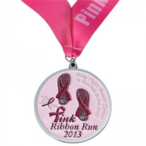 Roze afdrukken Running Medals for Women Custom Metal Sport Marathon Medal met lint