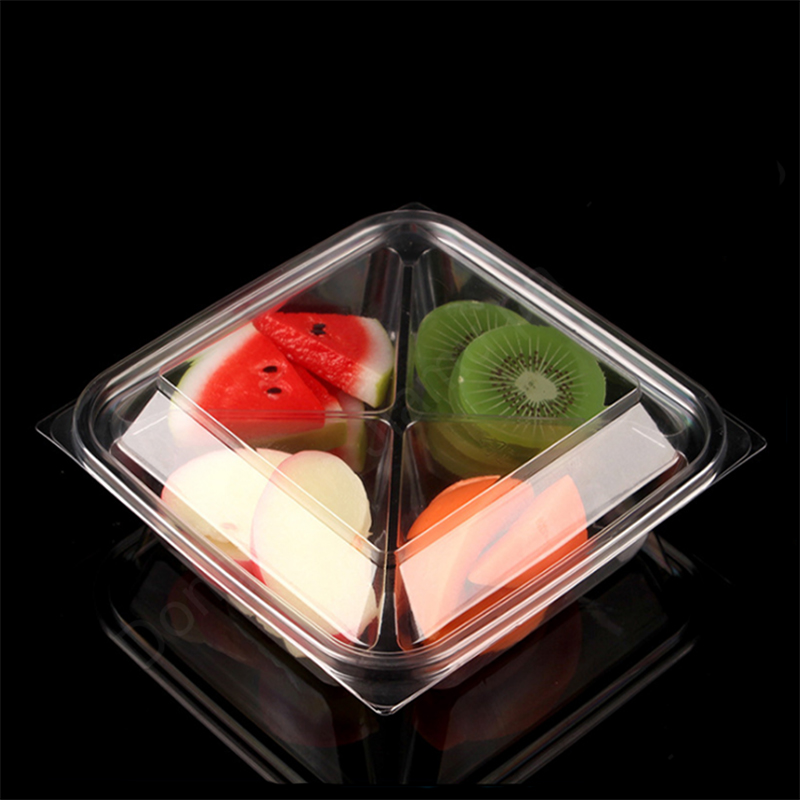 Wegwerp plastic transparante fruitsalade blisterbox containerverpakking met deksel