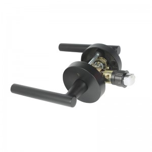 R7506 Zwarte deurgreephendel met modern eigentijds slanke ronde ontwerp voor thuisslaapkamer of badkamerprivacy, sleutelloze deurslot