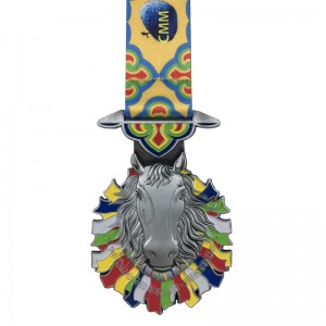 Speciaal ontwerp Antieke verzilverde 4D Sportmedailles en lintommaloratieve medailles