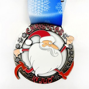 Santa Running Medals Custom Medals Cadeau voor kerstmetalen met edelstenen met edelstenen