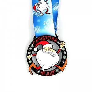 Op maat gemaakte medaille Santa Running Medals Custom Medals cadeau voor kerstmetaalmedailles