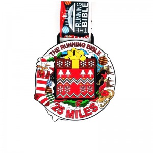 Op maat gemaakte medaille Santa Running Medals Custom Medals cadeau voor kerstmetaalmedailles