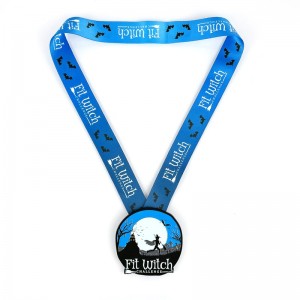 7/8-inch Matte zwarte metalen medaille Halloween Luminous Night Medals