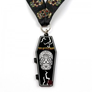 Metal Die Casting 7/8-inch Matte black metal medaille Halloween Clamshell Sports Medals