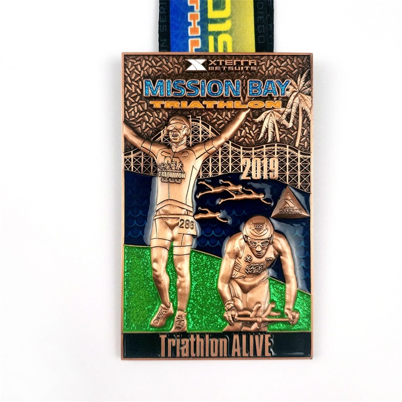 Aangepaste vorm logo metaal sportmedaille voor groothandel triatlon medaille