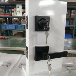 Vierkante ingangshendel met deadbolt set met enkele cilinder, op elkaar gekoppeld combo -deurslot, zware toegangsdeursloten, mat zwart 1 pack