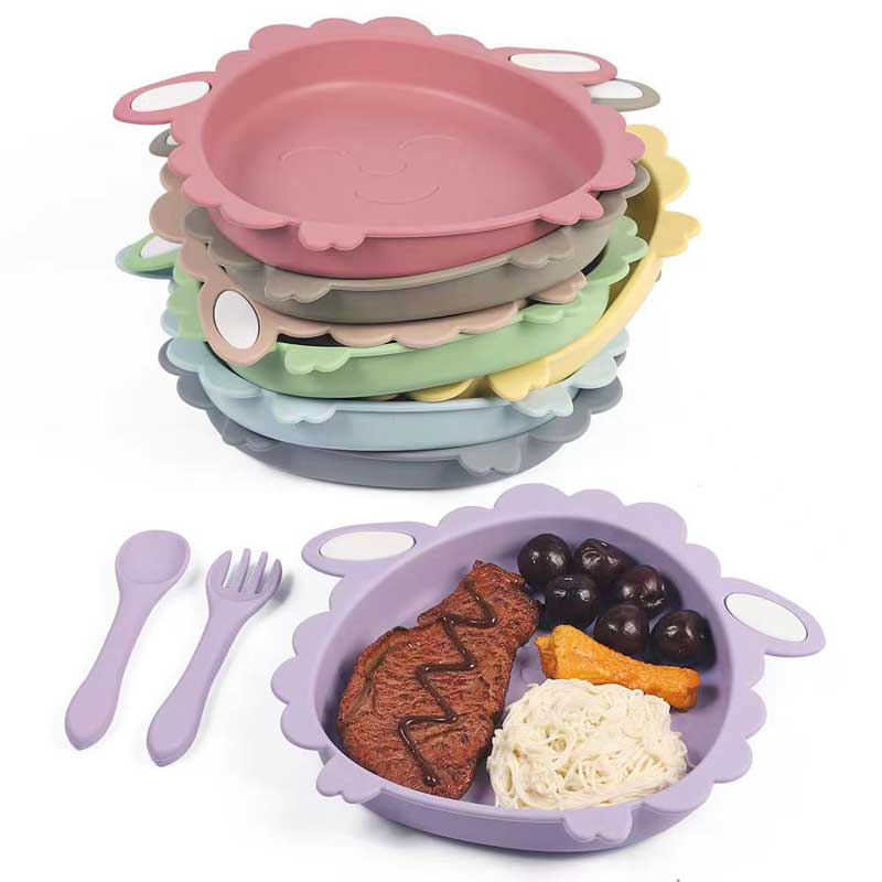 Baby Tabree Schaap Schaap Kwaliteit Siliconen Zachte baby Feeding Bowl Non BPA Dinner Siliconen Voerplaten voor peutersplaten