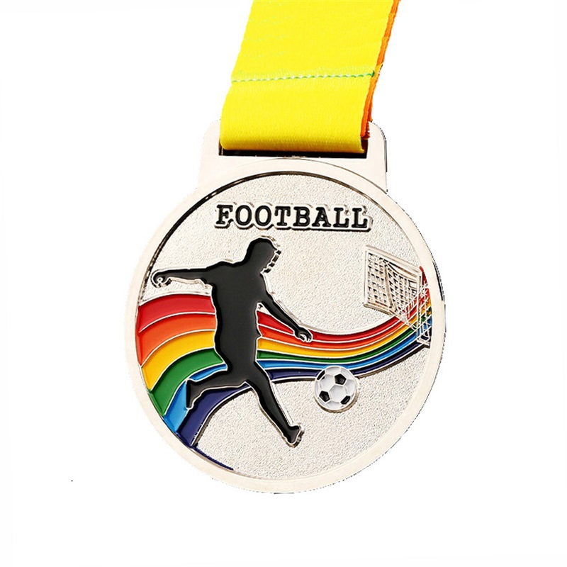 Aangepaste voetbal Gold 3D Medals voetbalrace Running Metal Marathon Sports Medal met lint