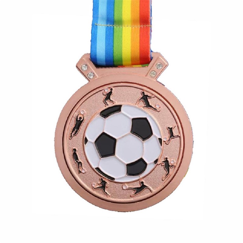 Aangepaste voetbal Gold 3D Medals voetbalrace Running Metal Marathon Sports Medal met lint