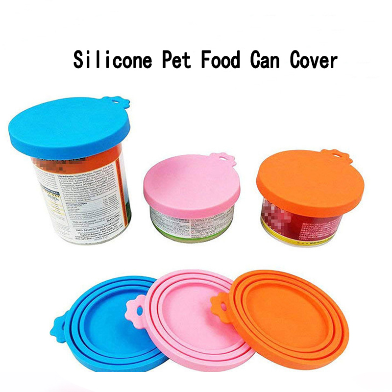 Silicone Food Jar Deksels, Universal BPA gratis siliconen potdeksels voor honden- en kattenvoer, dekking voor het behoud van huisdieren, een potdeksel past op de meeste standaardhondenhond en kattenvoer