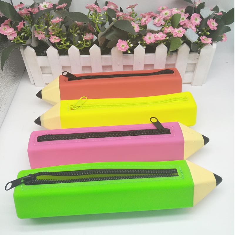 Siliconen potloodtas, potloodvorm Creative Pencil Case, gezonde en milieuvriendelijke siliconen briefpapier tassen, waterdicht en duurzaam