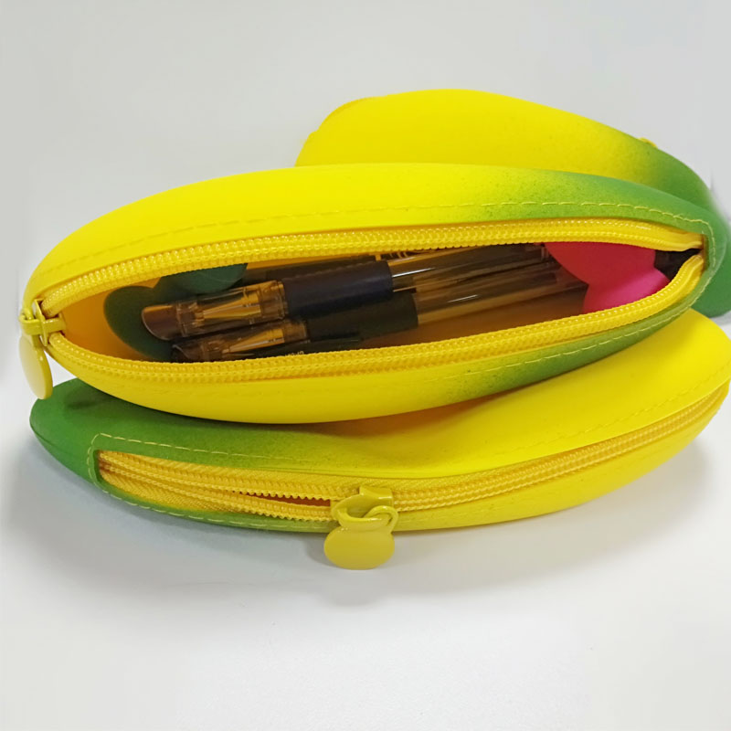 Leuke siliconen bananenvorm potloodzak munt zakje sleutel zakje, voedselkwaliteit siliconen waterdicht en duurzaam