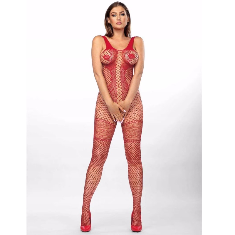 Sexy erotische lingerie, transparant visnet kruis zonder bodystocking body open kruis open kruis