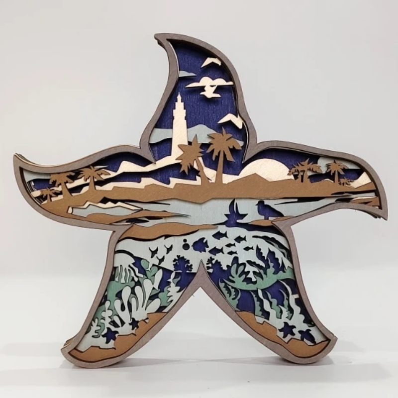 3D houten zeester ornamenten