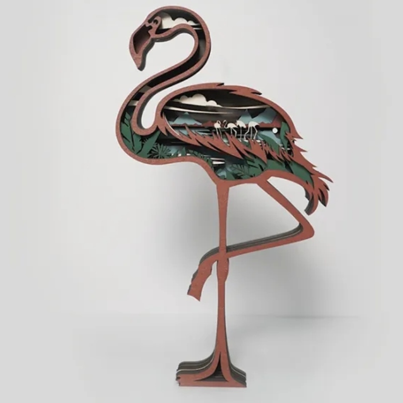 3D flamingo houten artefact decoratie