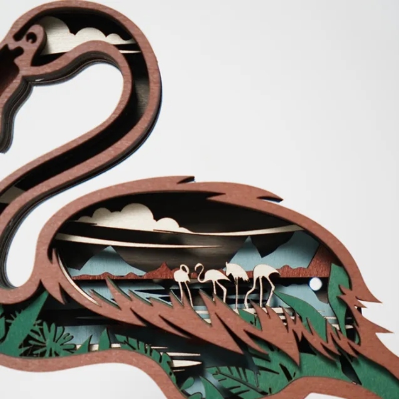 3D flamingo houten artefact decoratie