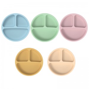 Siliconenkinderen \\\\ \'s Dinnar Plate Suction Cup Integrated Compartimentalized Silicone Dinner Bord