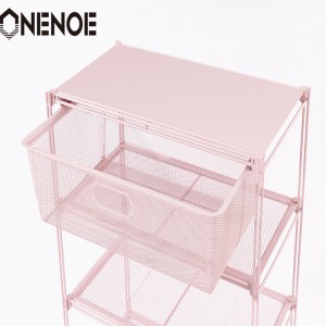 OneNoe Simple Small Draad Metal Mesh Stapelbare Opbergschoenen Planken Kleding Rek Schappen boekenkast planken met 5-laags voor hotel supermarkt winkelwinkel