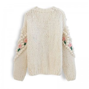 Aangepaste gebreide knop Cardigan geborduurde gehaakte plus size dames truien