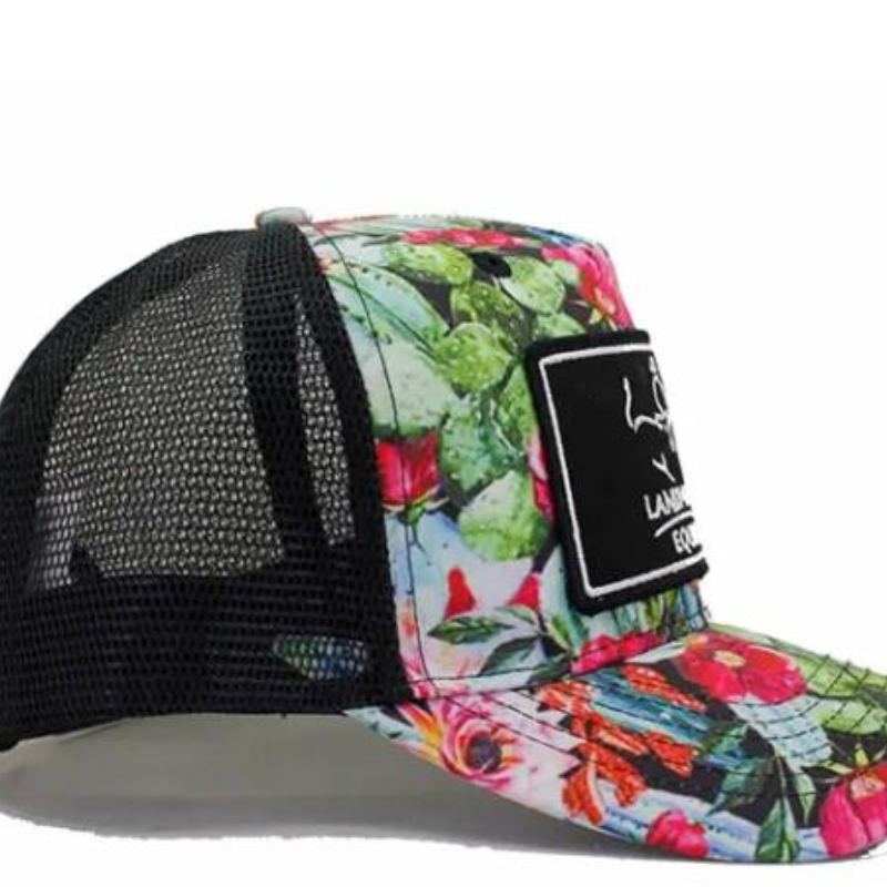 Aangepaste bedrukte stof 5 paneel mesh trucker hoed