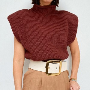 Zomer en herfst modieuze mouwloos vest Turtleneck elegante crop top