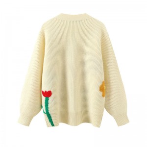 Designer Women \\\\\'s Sweaters aangepaste oversized v-hals gebreide borduurwerk dames Jacquard losse vest trui vrouwen voor vrouw