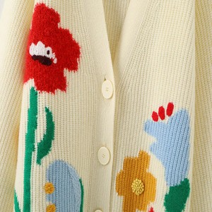 Designer Women \\\\\'s Sweaters aangepaste oversized v-hals gebreide borduurwerk dames Jacquard losse vest trui vrouwen voor vrouw